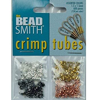 【中古】【輸入品・未使用】Beadsmith 4色バラエティパック メッキクリンプビーズ 1.5x1.5mm (合計600個)