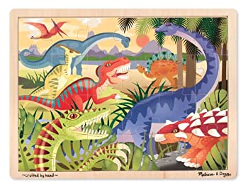 【中古】【輸入品・未使用】Melissa & Doug 恐竜 木製ジグソーパズル 収納トレイ付き (24ピース)|スカイマーケットプラス