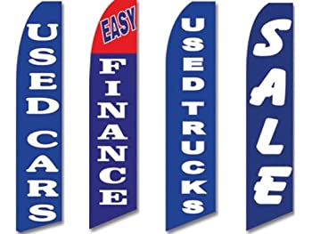 【中古】【輸入品・未使用】4 Swooper Flags Used Car Truck Auto Dealer Easy Finance Sale Blue White