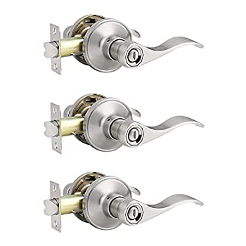 【中古】【輸入品・未使用】Knobonly プライバシードアハンドル つや消しニッケル仕上げ 815/12061/1637 3 Pack 12061-LF-SNBK-3|スカイマーケットプラス