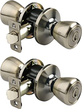 【中古】【輸入品・未使用】Brinks 2103-109 Tulip Style Keyed Entry Door Knob%ｶﾝﾏ% Antique Brass%ｶﾝﾏ% 2-Pack by BRINKS｜スカイマーケットプラス