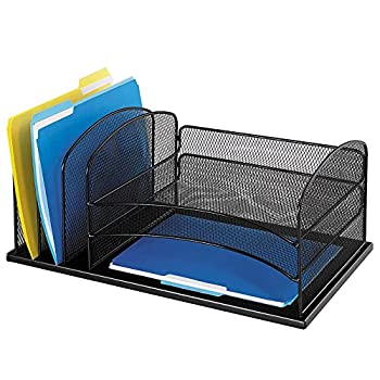 【中古】【輸入品・未使用】デスクオーガナイザー、6つセクション、スチールメッシュ、19?3?/ 8?x 11?3?/ 8?x 8、ブラック