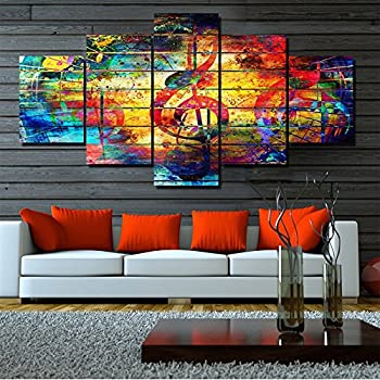【中古】【輸入品・未使用】音楽5?Piece Painting on Canvas 60''Wx32''H