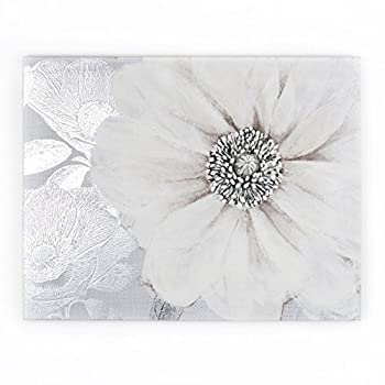 【中古】【輸入品・未使用】Graham & Brown Grey Silver Metallic Bloom Foral Printed Canvas Wall Art 41-712