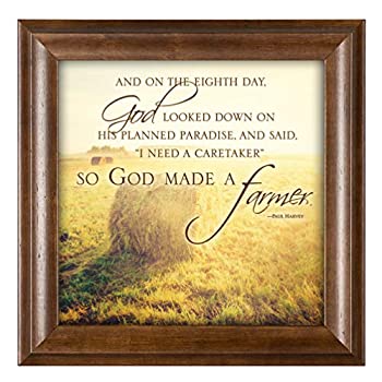 【中古】【輸入品・未使用】So God Made a Farmer Hay Bales 12?x 12?FRAMED Art Wall Plaque with Wood Finish