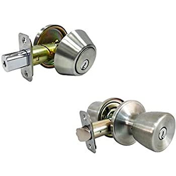 【中古】【インポート品・未当て嵌める】tru-guard bs6l1b-ka3?KeyedエントリLockset \u0026 Single円筒デッド雄捻子、ステンレス鋼スチール写真(容器に並べるof 3?)