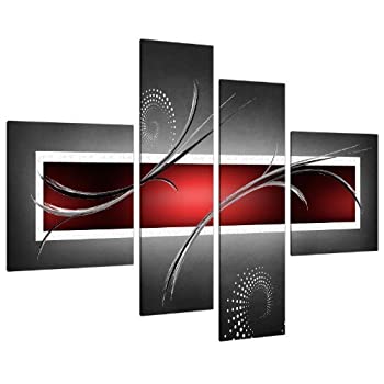 【中古】【輸入品・未使用】Large Red Black Grey Abstract Canvas Pictures 130cm XL Wall Art 4091 by Wallfillers｜スカイマーケットプラス