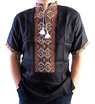 【中古】【輸入品・未使用】Vyshyvankaメンズウクライナ刺繍シャツハンドメイドブラックブラウンリネン半袖XL 58,692円