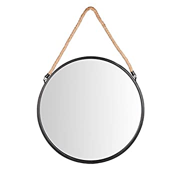 【中古】【インポート品・未当て嵌める】Danya B. SE001 額入り口・入口 20in かざり付けるラウンドブラックメタルサークルウォールミラー 吊り下げ縄索付き添い人 ? 飾り気の無いな鏡鑑