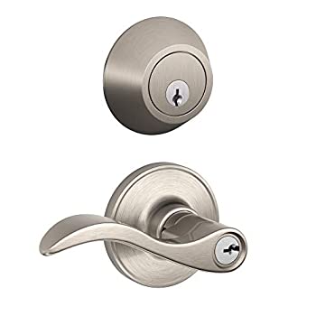 【中古】【輸入品・未使用】Schlage jc60?V Sev 619セキュリティ設定Single円柱デッドボルト、キー設定j54エントリSevilleレバー、サテンニッケル仕上げ