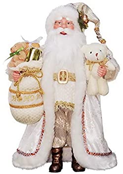 【中古】【輸入品・未使用】16?%ﾀﾞﾌﾞﾙｸｫｰﾃ%インチStandingホワイト&ゴールドサンタクロースクリスマスFigure Figurine Decoration 41601