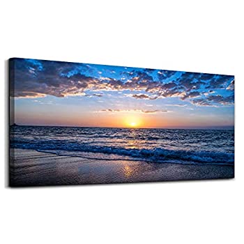 【中古】【輸入品・未使用】hyidecor art 壁アート 月 海 ブルー 海の風景画 寝室 キャンバスアートプリント リビングルーム用ウォールアート 壁装飾 ホームデコレーション｜スカイマーケットプラス