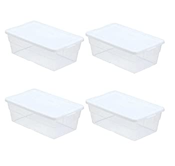 【中古】【輸入品・未使用】(4) - Sterilite Storage Box 34cm X 21cm X 12cm%ｶﾝﾏ% 5.7l. Clear - Pack of 4