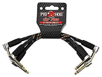 【中古】【輸入品・未使用】Pig Hog Instrument Cables Lil Pigs 6 in. Patch Cables Rasta Stripe by PigHog｜スカイマーケットプラス