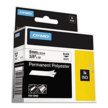 【中古】【輸入品・未使用】Rhino Permanent Poly Industrialラベルテープ、3?/ 8?%ダブルクォーテ% x 18?ft、ホワイト/ブラックプリント|スカイマーケットプラス