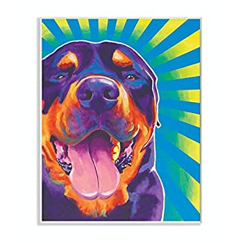 【中古】【輸入品・未使用】Stupell Home Decor Rottweiler On Bright Colors グラフィックアート 犬の壁飾り額 10 x 0.5 x 15 米国製｜スカイマーケットプラス