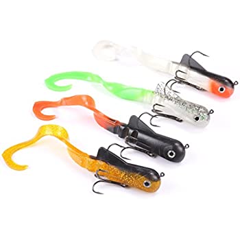【中古】【輸入品・未使用】mizugiwa 8インチ/ 20?cm 45?g Pike Musky Dawg釣りソフト餌ルアーZabder淡水Curly Shad Tackle Bull Coarseパックof 4
