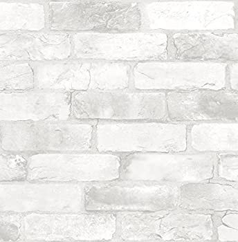 【中古】【輸入品・未使用】NuWallpaper NU2218 ロフトホワイトレンガ ピール&スティック壁紙 ホワイト & オフホワイト