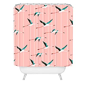 【中古】【輸入品・未使用】Deny Designs Holli Zollinger フラミンゴ ピンク シャワーカーテン 72インチ x 69インチ｜スカイマーケットプラス