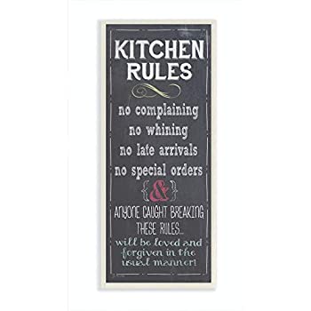 【中古】【輸入品・未使用】Stupell Home Decor キッチン ルール 黒板風 キッチン 壁飾り板 7 x 0.5 x 17インチ 米国製