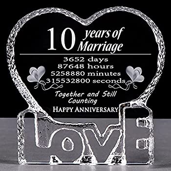 【中古】【輸入品・未使用】YWHL 10周年 クリスタル 結婚10周年記念 ペーパーウェイト 記念品 彼女 妻 彼女 彼 夫への贈り物