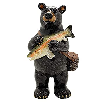 【中古】【輸入品・未使用】Pacific Giftware Animal World ブラックベア フィッシャーマン 高さ6.5インチ 樹脂製置物 ホームデコレーション