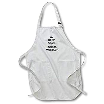 【中古】【輸入品・未使用】3dRose apr_194473_1 Keep Calm Im a Social Worker Job Pride 面白い職業ギフト ポケット付きフルレングスエプロン 22x30インチ ホワイト