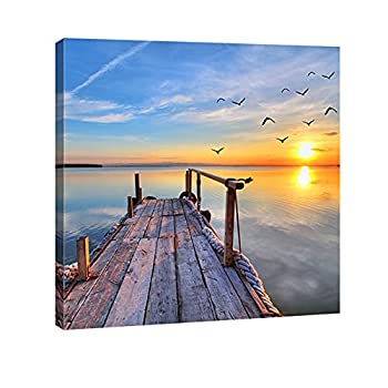 【中古】【輸入品・未使用】(20x20inch(50x50cm)%ｶﾝﾏ% Bridge) - Wieco Art Bridge Canvas Prints Giclee Artwork for Wall Decor%ｶﾝﾏ% Stretched and Framed Art work%ｶﾝﾏ%