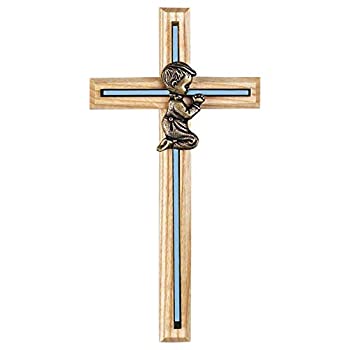 【中古】【輸入品・未使用】Dicksons Praying Little Boy ブルーインレー 7インチ オークウッド 壁掛けクロス