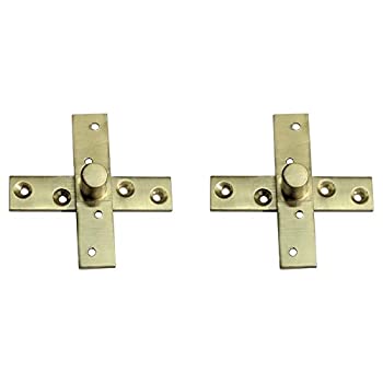 【中古】【輸入品・未使用】Adonai Hardware「Azekah」360度回転真鍮ピボットヒンジ (3.80インチ サテン真鍮 - 中央軸) (2個入りパック)