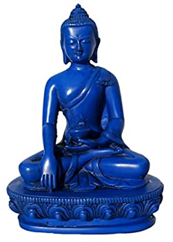 【中古】【輸入品・未使用】mytibetshop ブルーラピス 地球に触れるブッダ像 瞑想 オルター 平和 繁栄