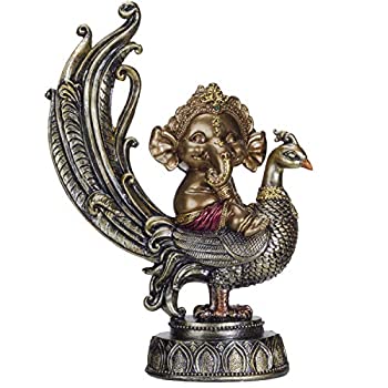 【中古】【輸入品・未使用】Pacific Giftware ヒンズー教 象 ガネーシャ 神 クジャクの成功の神 樹脂製置像