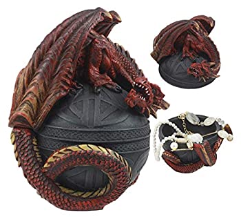 【中古】【輸入品・未使用】Ebros ケルトレッドドラゴンエッグボックス 高さ6.5インチ 神話ガーディアンドラゴンフィギュア ジュエリーボックス|スカイマーケットプラス