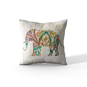 【中古】【輸入品・未使用】Cortesi Home Boho Paisley Elephant II' Danhui NAI 装飾用ソフトベルベット正方形アクセントスロー枕 18インチ x 18インチ マルチ