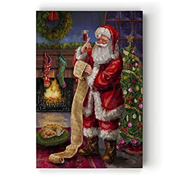 【中古】【輸入品・未使用】Renditions Gallery ギャラリーラップキャンバスクリスマスウォールアートプリント ホリデーデコレーション用 12x18インチ サンタのリスト|スカイマーケットプラス