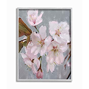 【中古】【輸入品・未使用】Stupell Industries 春の枝に咲く桜のウォールアート 11 x 14インチ グレー