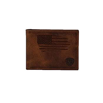 【中古】【輸入品・未使用】Ariat 二つ折り財布 アンティーク調 USAフラッグ ブラウン｜スカイマーケットプラス