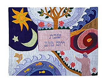 【中古】【輸入品・未使用】Challah Cover For Jewish Bread Board - Yair Emanuel RAW SILK APPLIQUED CHALLA...