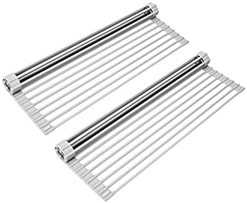 【中古】【輸入品・未使用】(Warm Gray - 2 Pack) - Surpahs Over The Sink Multipurpose Roll-Up Dish Drying Rack (Warm Grey%ｶﾝﾏ% Large) - 2 Pack