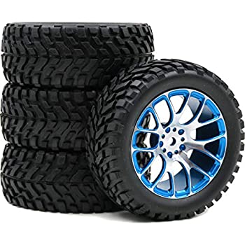 【中古】【輸入品・未使用】RC 1/10 合金 アルミホイール リム 六角 12mm & 1:10 オンロード ツーリング ラリータイヤ 4個 ブラック ブルー