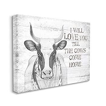【中古】【輸入品・未使用】Stupell Industries Love Till The Cows Come Home グレー 農場 素朴 24x30 ベージュ aa-069_cn_24x30