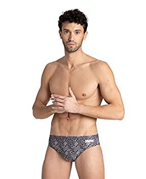 【中古】【輸入品・未使用】Arena メンズ チームカラープリント 3インチ ブリーフ アスレチック トレーニング 水着 水着, キッコーブラック, 34