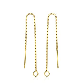 【中古】【輸入品・未使用】2個 ゴールドメッキ スターリングシルバー 上品 スレッダーイヤリング プルスルースレッド ロングチェーン タッセル ドロップバーリング ループ|スカイマーケットプラス