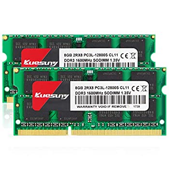 【中古】【輸入品・未使用】KUESUNY 16GB キット (8GBX2) DDR3L-1600 Sodimm RAM PC3L-12800/PC3L-12800s メモリー 204ピン 1.35V/1.5V CL11 ノンECCアンバッファード 2RX8|スカイマーケットプラス