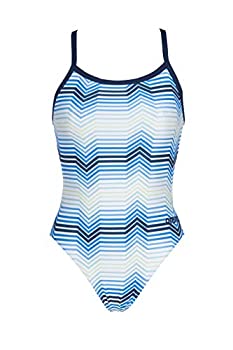 【中古】【輸入品・未使用】Arena Women's Challenge Back MaxLife One Piece Athletic Training Swimsuit, Multicolor Stripes Navy Multi, 36