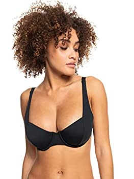 【中古】【輸入品・未使用】Roxy レディース スタンダード ソリッド ビーチ クラシック アンダーワイヤー Dカップ ビキニ トップ, 無煙炭 22, X-Large