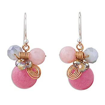 【中古】【輸入品・未使用】Novicaクオーツ。925スターリングシルバービーズイヤリング'ピンクBubbles '｜スカイマーケットプラス