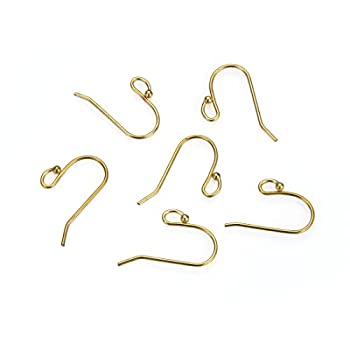 【中古】【輸入品・未使用】100個 生真鍮 ボールドット フィッシュイヤリングフック 20mm イヤーワイヤコネクタ メッキ/コーティングなし (ワイヤー-0.9mm/0.035インチ/19ゲ