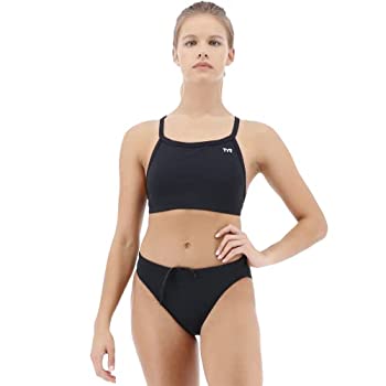 【中古】【輸入品・未使用】TYR Sport レディース Durafast無地ダイアモンドバックトレーニングビキニ L ブラック