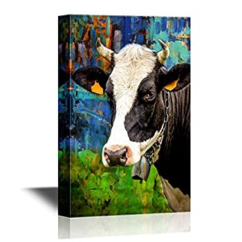 【中古】【輸入品・未使用】wall26 - キャンバスウォールアート - 牧草地にいる牛の肖像画 - ギャラリーラップ モダンホームアート | すぐに掛けられます - 16x24インチ|スカイマーケットプラス